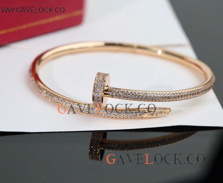 Cartier Nail Bangle - Logo is Inside - Rose Gold Half Diamonds